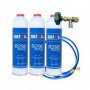 Pack de 3 bouteilles gaz réfrigérant R290 + tuyau + valve 370Gr propane, récipient jetable