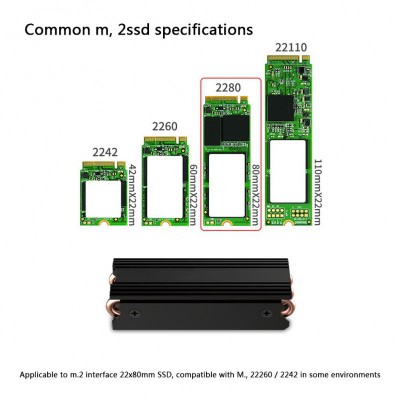 Cooler Dissipateur chaleur silicone thermique Pad pour refroidissement SSD M.2 NGFF NVMe disque dur Easycargo 1-Pack M.2 2280 Dissipateur thermique kit 70x22x3mm 