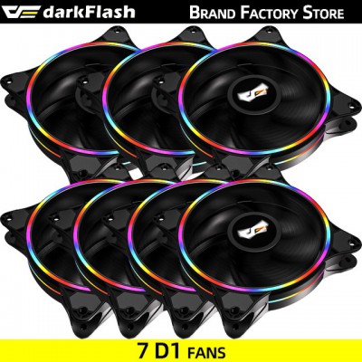 DarkFlash D1 – ventilateur de refroidissement, 12V, 4 broches, 120mm, coque d'ordinateur ventilateur LED RGB, arc-en-ciel, Doubl