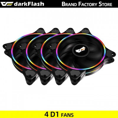 DarkFlash D1 – ventilateur de refroidissement, 12V, 4 broches, 120mm, coque d'ordinateur ventilateur LED RGB, arc-en-ciel, Doubl